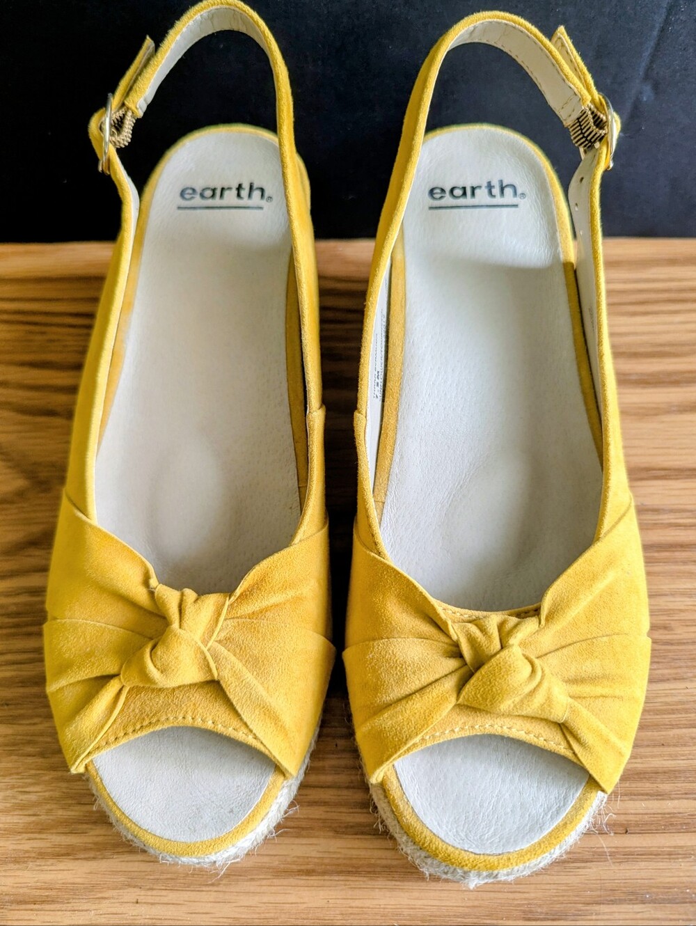 Earth Shoes Yellow Knotted Open-Toe Slingback Espadrilles